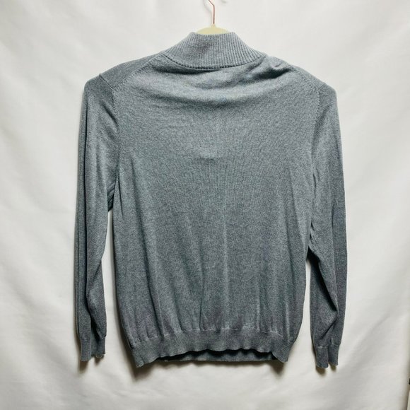 CRAOFT & BARROW MENS KNIT MOCK NECK 1/4 ZIP SWEATER SIZE L COLOR GREY - Picture 2 of 4